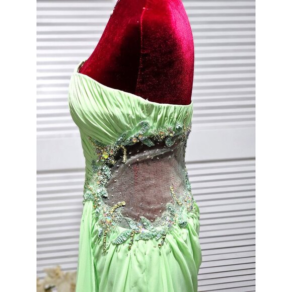 Faviana Women's Strapless Light Green Evening Gown Ruched Bodice Dress Sz 8 2221 - Picture 4 of 15